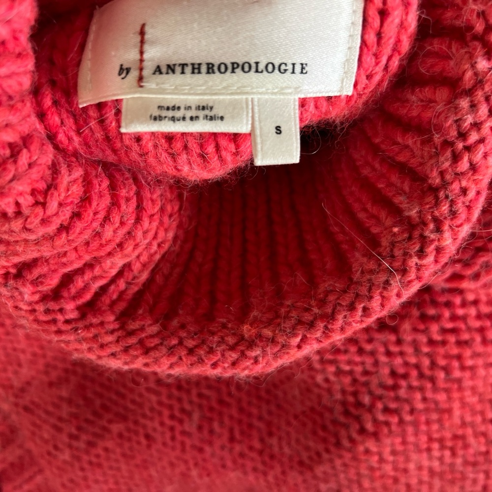 Anthropologie Red Knit Sweater